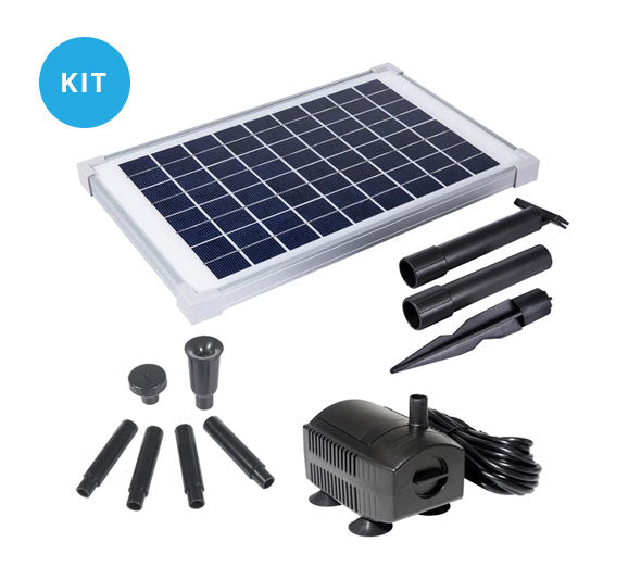 Solar Water Pump Kit (235+GPH, 18v DC Submersible, 25 Watt Solar Panel) - Battery Compatible