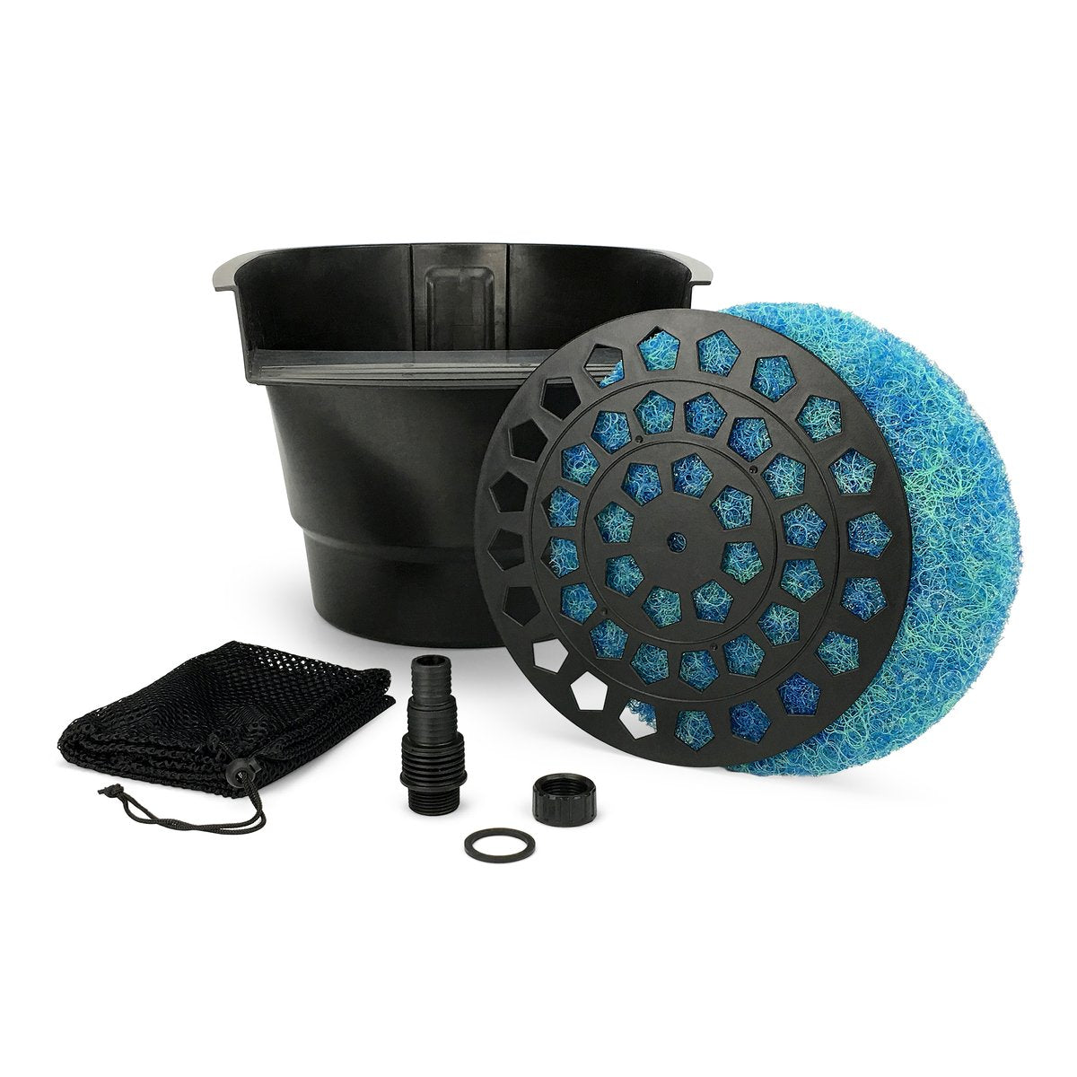 Pond Filter and Waterfall Spillway, Mechanical and Biological Filtration