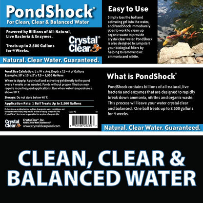 Pond Shock Ball, Natural Enzymes & Live Bacteria, Freshwater Clarifier Shock Treatment, Muck & Sludge Remover