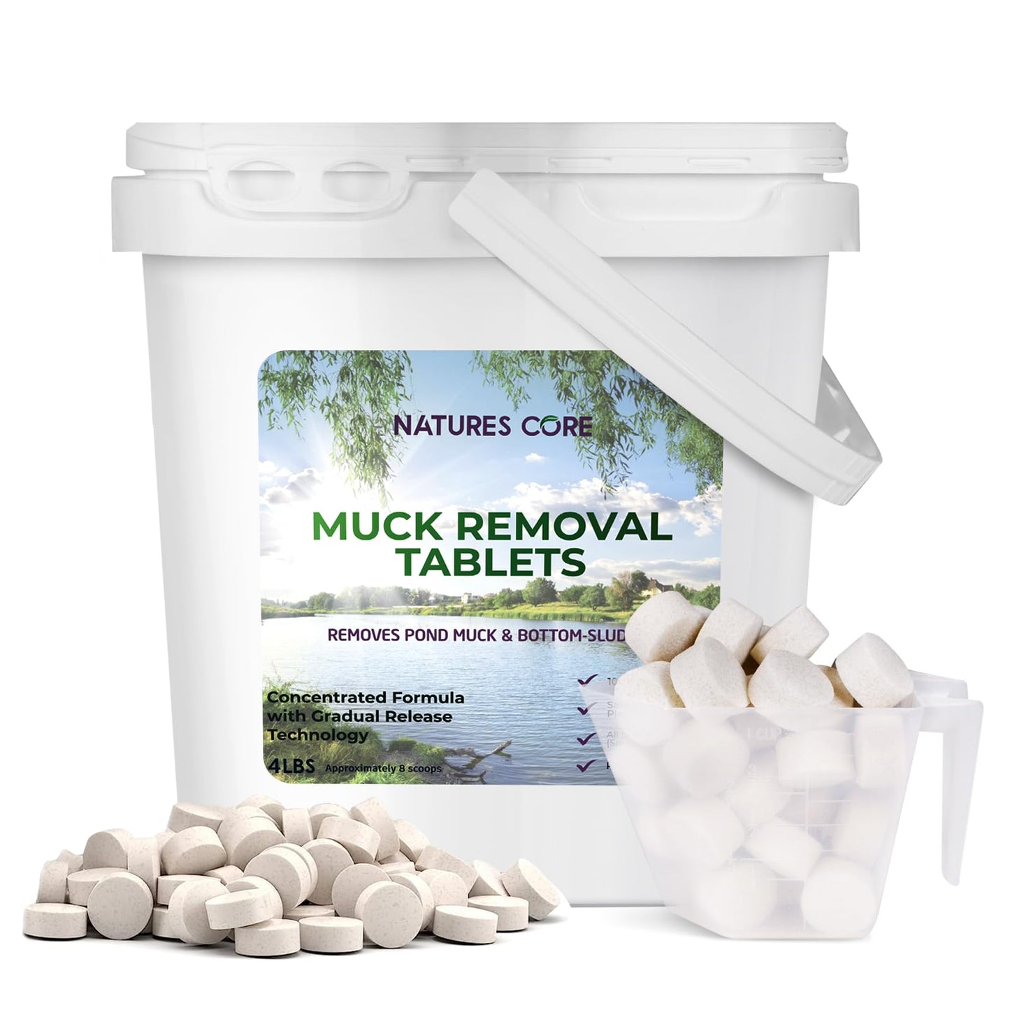 Muck Removal Tablets Natural Pond Sludge Remover, Safe for The Environment