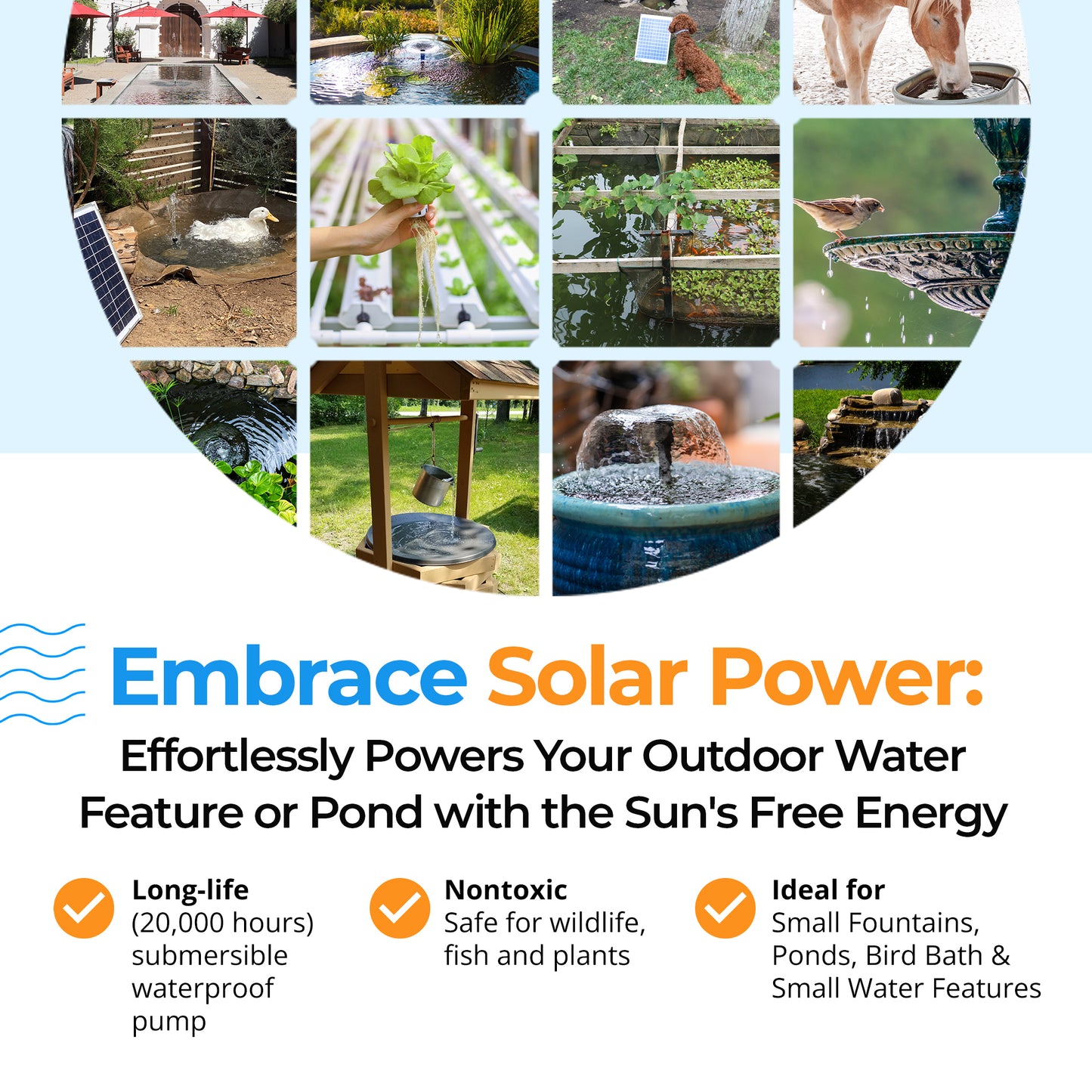 Solar Water Pump Kit (160+GPH, 12v DC Submersible, 12 Watt Solar Panel)
