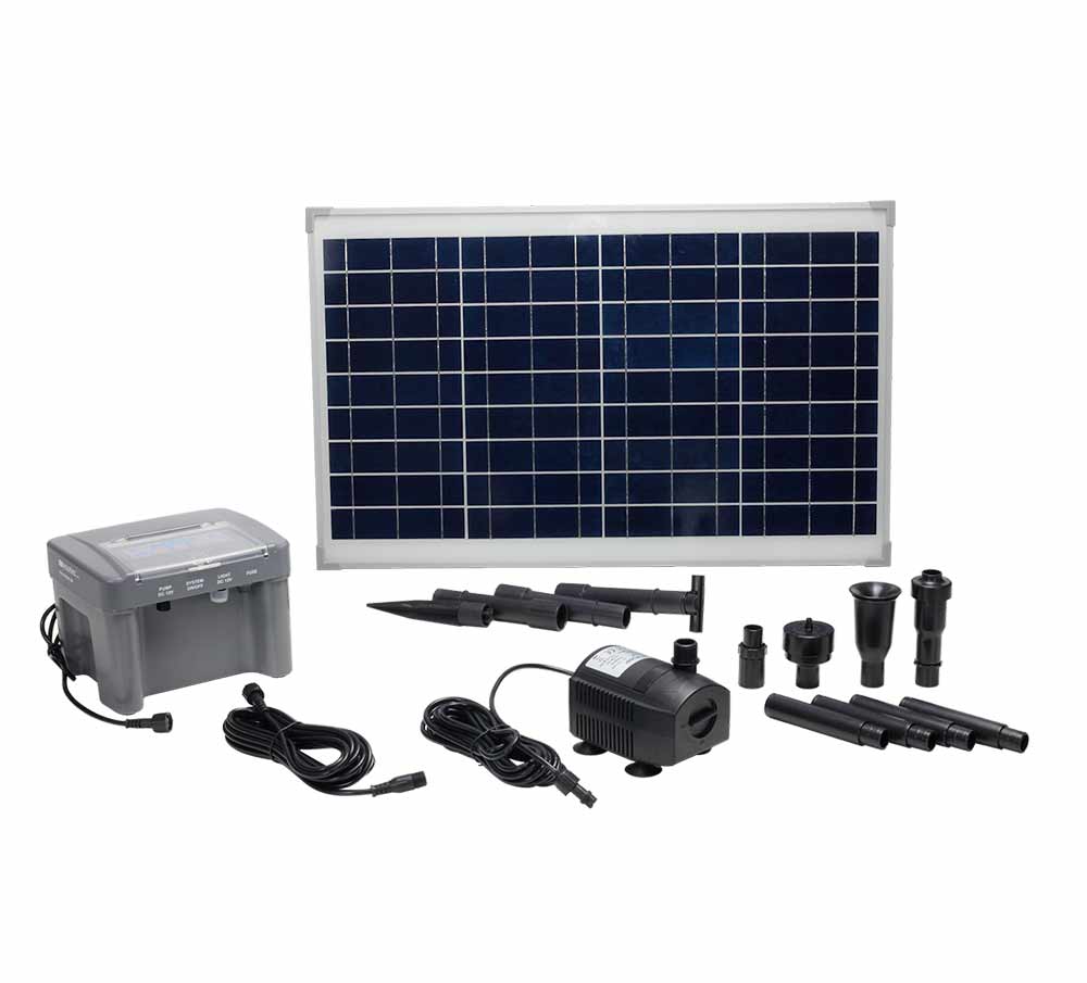 Solariver™ Solar Water Pump Kit (360+GPH, 12v DC Submersible, 35 Watt Solar Panel w/Battery)